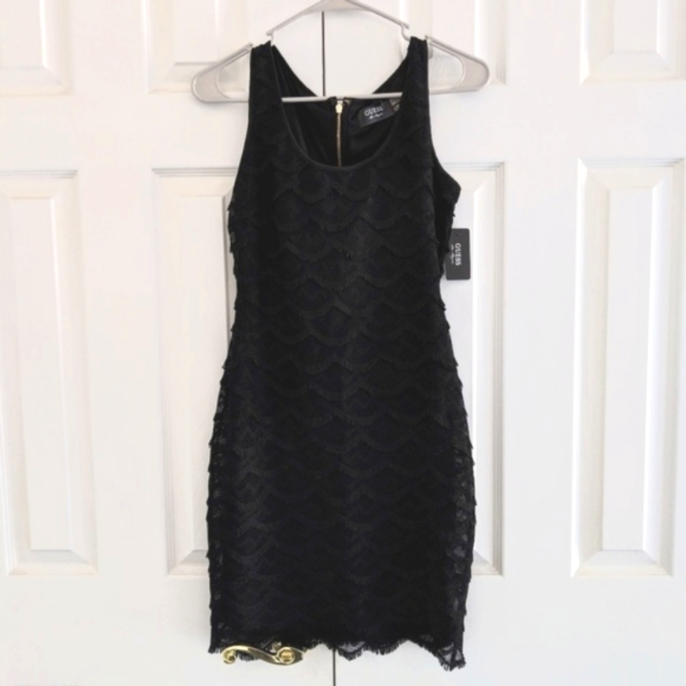 Guess Scalloped Lace Fringe Flapper Style Dress